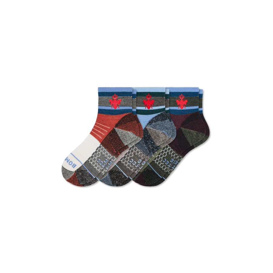 x Bombas Merino Wool Blend Hiking Quarter Sock 3-Pack - Easy Choice