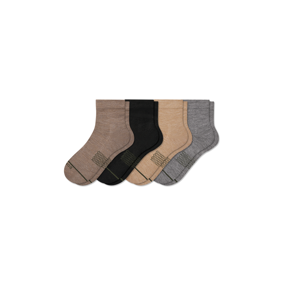 Men's Merino Wool Blend Modern Rib Quarter Sock 4-Pack - Modern Touch