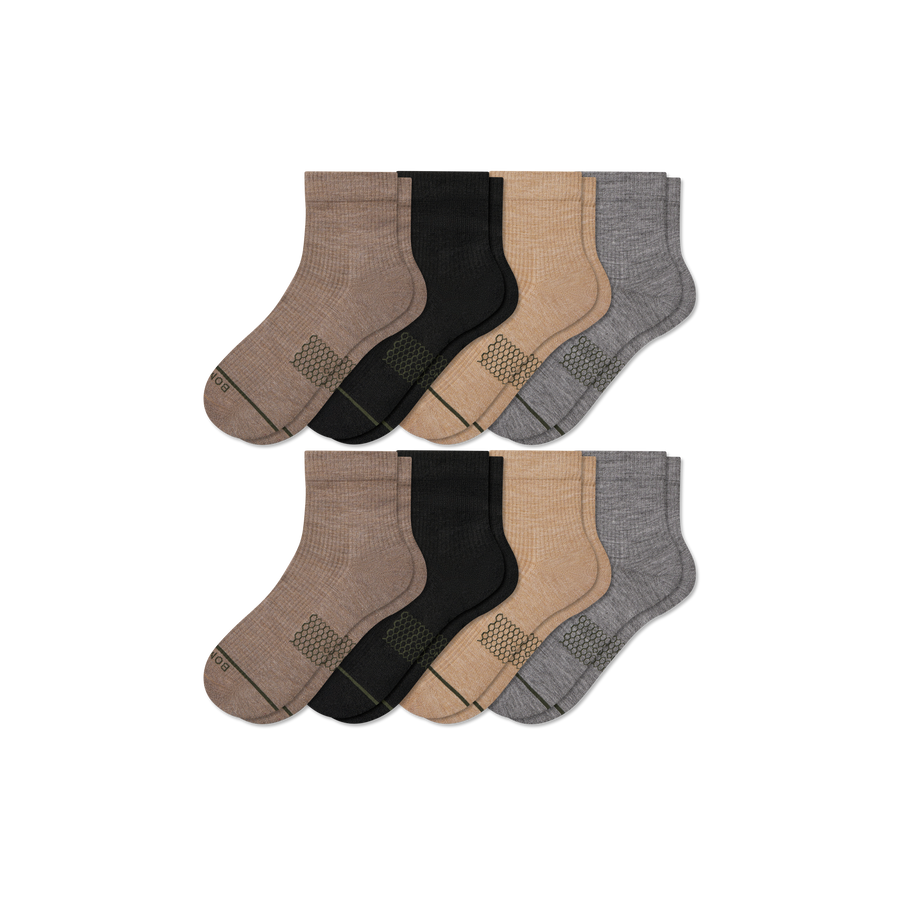 Men's Merino Wool Blend Modern Rib Quarter Sock 8-Pack - Everyday Pair