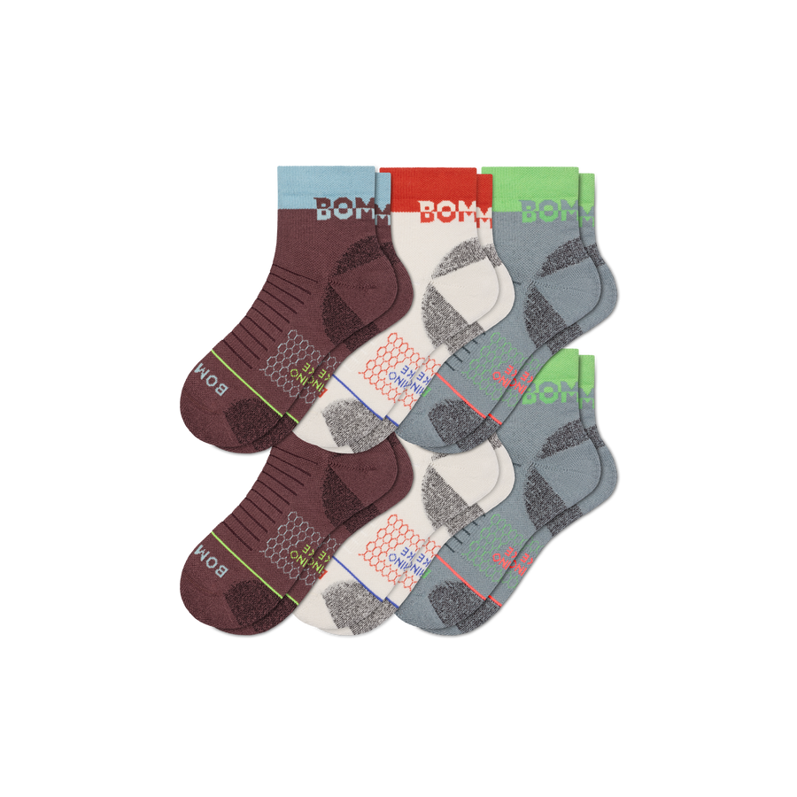 Men's Merino Wool Blend Hiking Quarter Sock 6-Pack - Simple Style