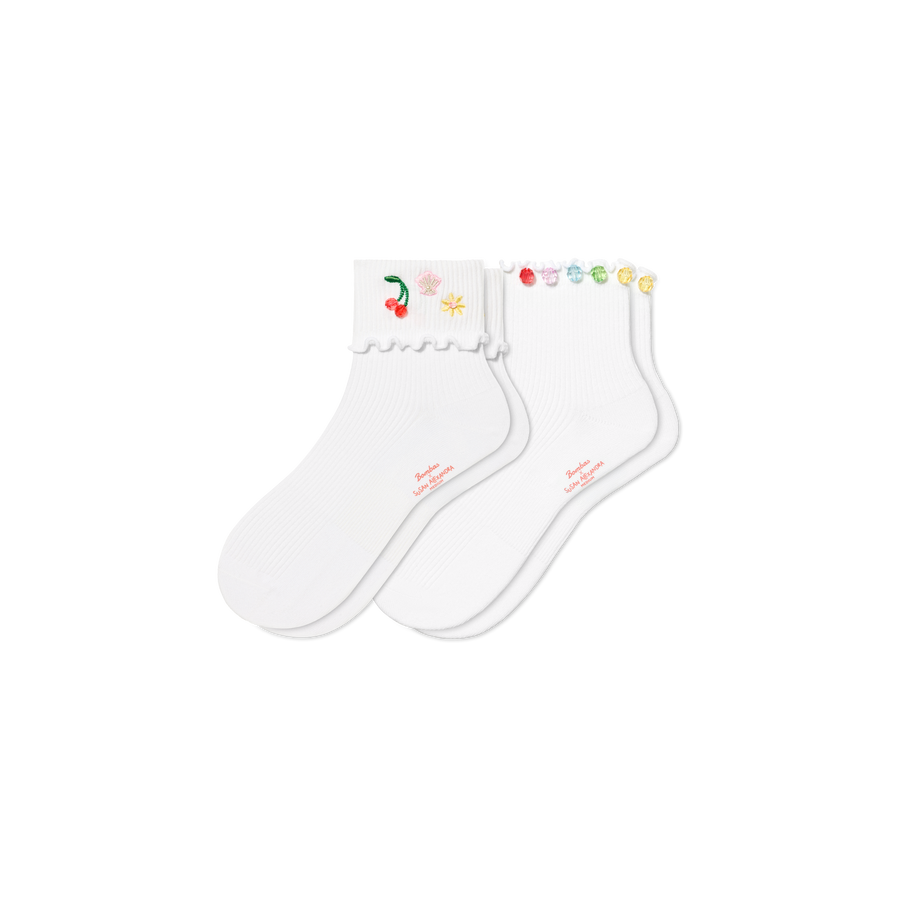Bombas x Susan Ruffle Rib Quarter Sock 2-Pack - Travel Pair