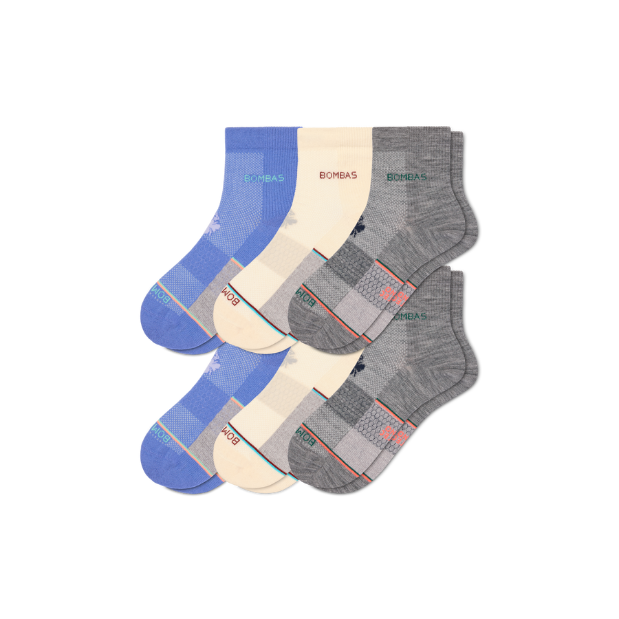 Women's Sport Merino Wool Blend Quarter Sock 6-Pack - Daily Step