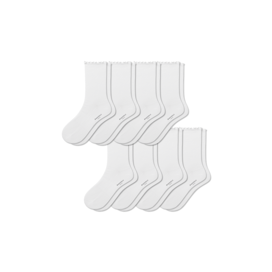 Women's Ruffle Rib Half Calf Sock 8-Pack - Clean Finish